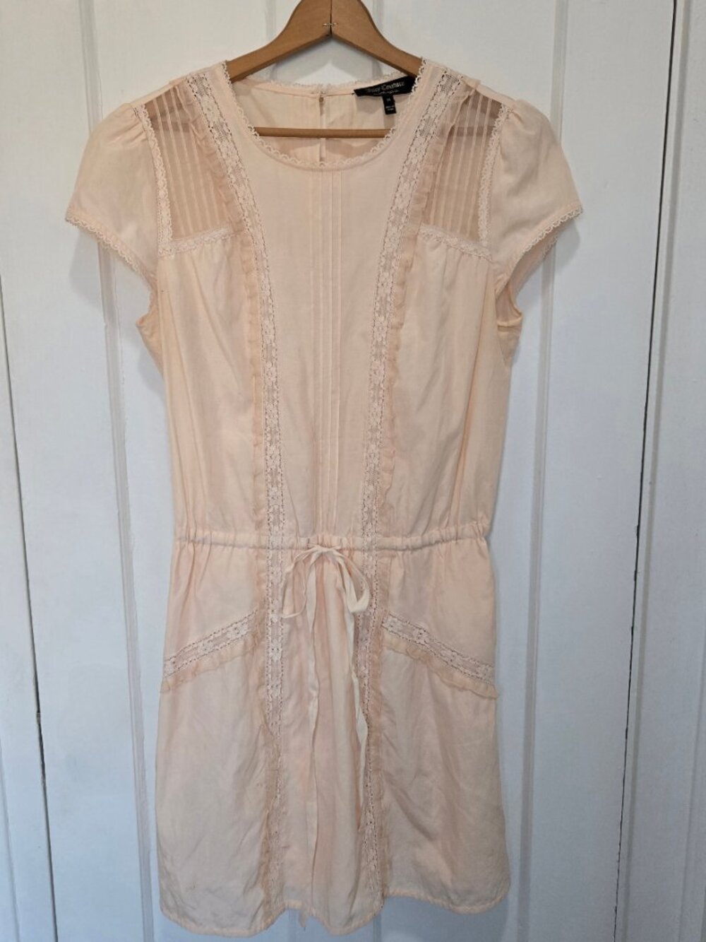 Juicy Couture Womens Silk Lace Dress Size M‎ Coquette Drop Waist Dainty Pink